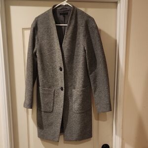 Uniqlo Gray Open-Collar Wool-Blend Coat
